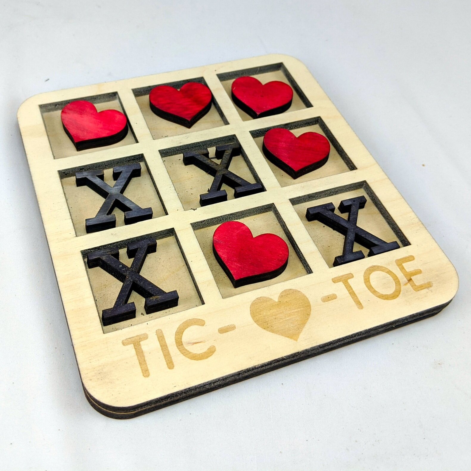 Tic-Heart-Toe Laser Cut Wooden game board | Customization Options —  Computer Aided Crafting